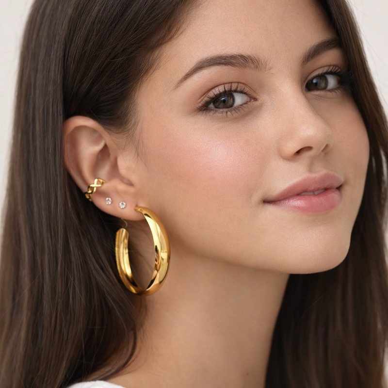 Brinco Feminino Argola Grande Banhado a Ouro 18k Antialérgico Com Garantia em Oferta na Shopee