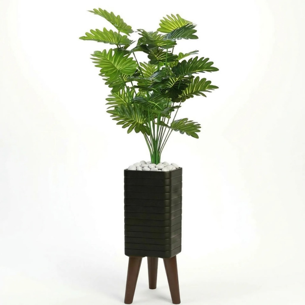 Planta Artificial Permanente + Vaso Enfeite Decorativo Escritório Sala Casa Enfeite