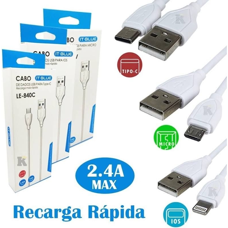 Cabo Carregador Para Samsung Galaxy A01 A02 A03 A10 M02 S6 S7 - Micro USB V8