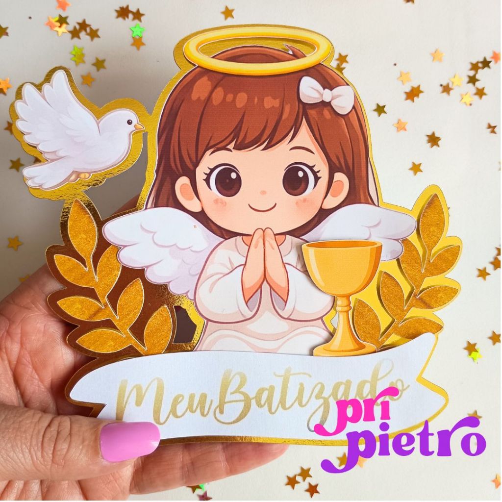 Topo de Bolo  Personalizado Primeira Comunhão Eucaristia Batizado / Decoração Eucaristia