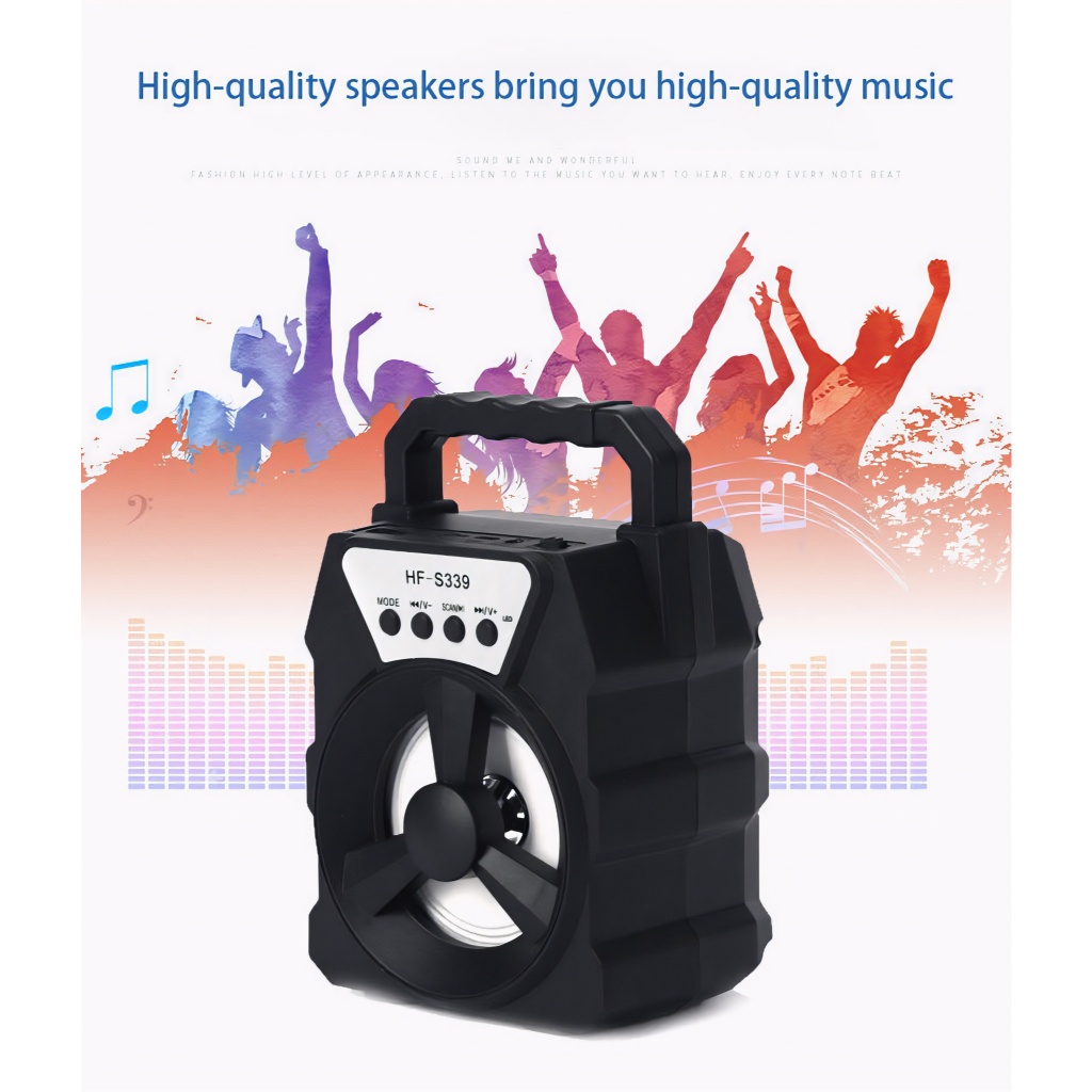 Caixa de Som Bluetooth com LED Colorido, Entrada USB, Cartão TF e Rádio FM  Portátil e Potente 8683