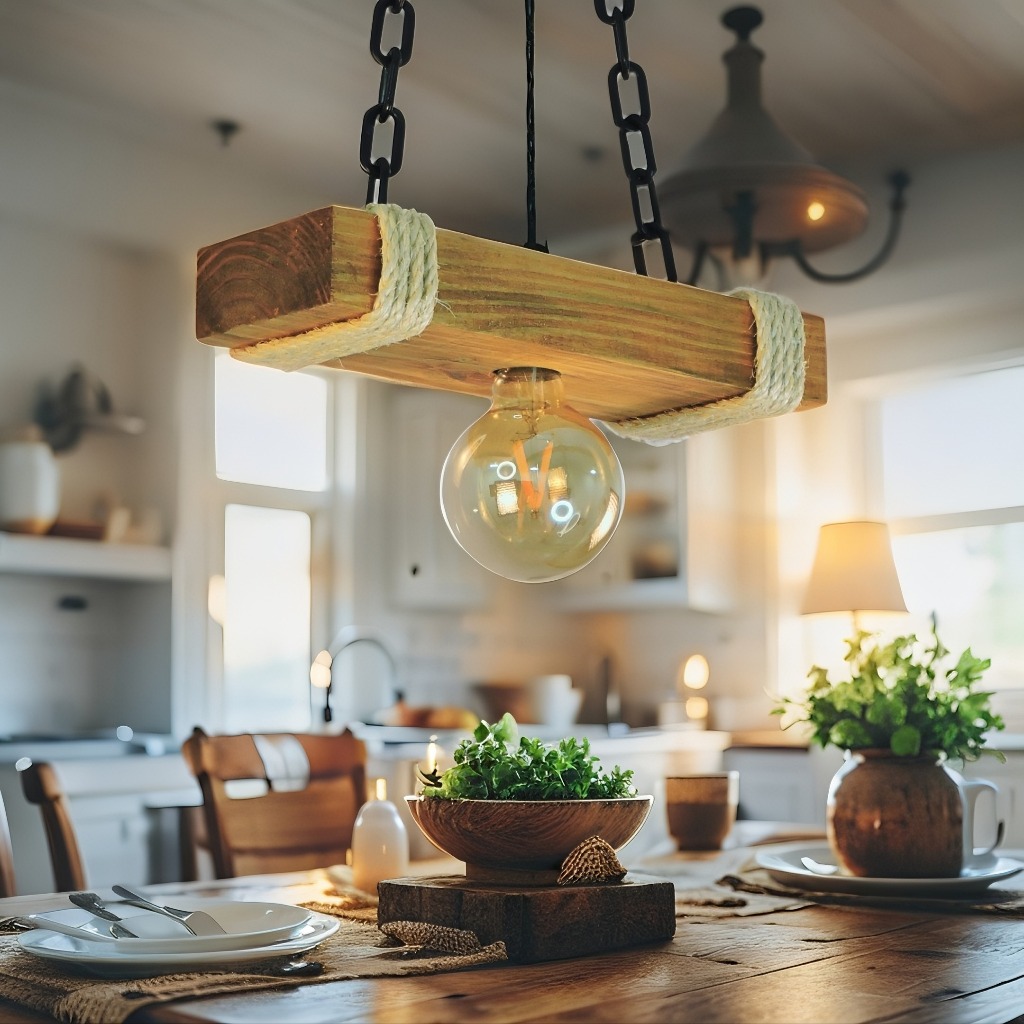 Luminária Rustica Pendente Caibro Detalhe Corda Sisal Decoração Pendente Lustre Bivolt Bocal E-27