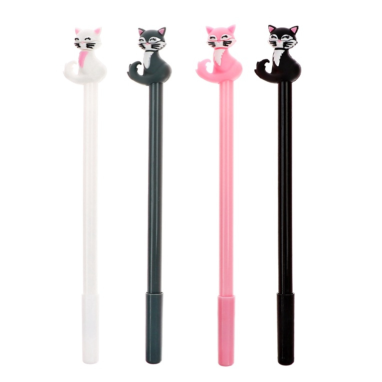 Caneta em Gel Criativa Gatinha - Kits de 4/8/12 - Papelaria Kawaii e Material Escolar