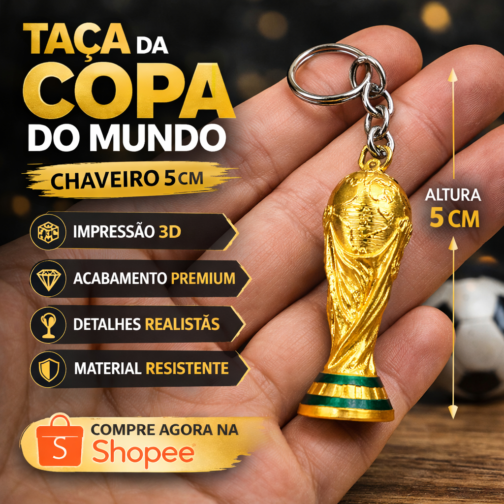 Chaveiro Troféu da Copa do Mundo – Seleção Brasileira – Miniatura Colecionável