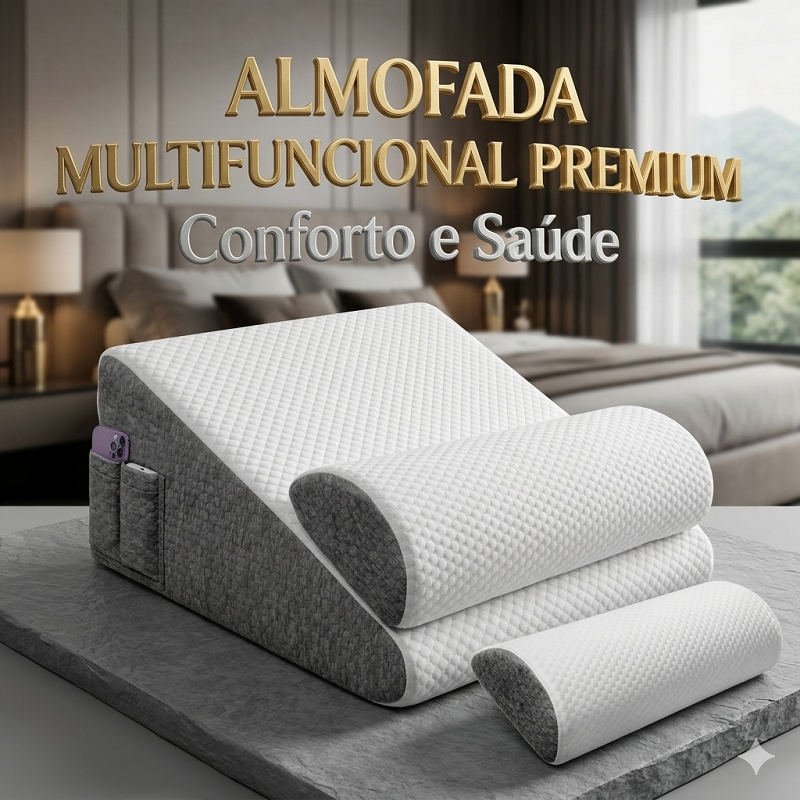 Travesseiro Ergonômico de Apoio Total – Conforto Inteligente para Cabeça, Pescoço e Costas | Ideal para Dormir, Ler na C em Oferta na Shopee