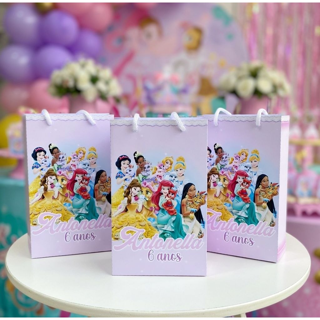Sacolinha Surpresa PRINCESAS PET Personalizada (10x15cm) Kit Lembrancinha Festa Infantil