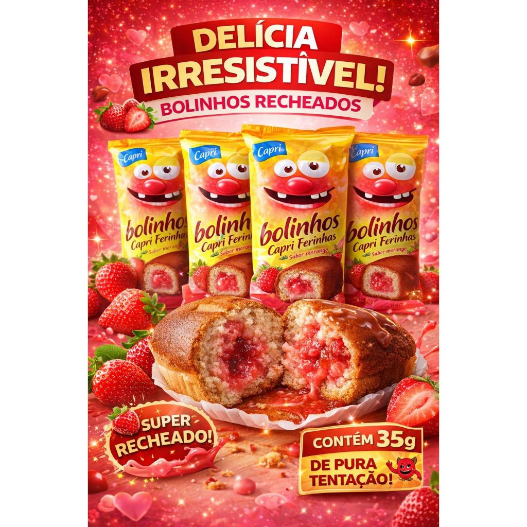 30UND Bolinho de Baunilha com recheio de morango 35g cada bolinho em Oferta na Shopee