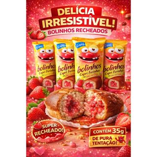 30UND Bolinho de Baunilha com recheio de morango 35g cada bolinho em Oferta na Shopee