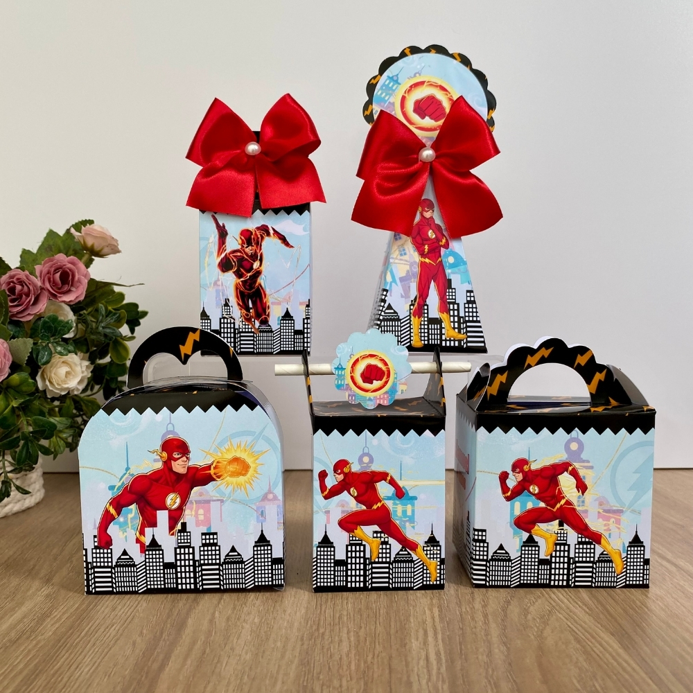 Kit caixas Personalizados Flash menino vermelho Kit Festa Caixinhas Personalizadas Lembrancinha Mimos Aniversário
