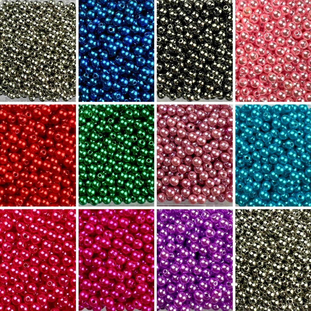 Miçanga Perola 6mm e 5mm Bolinha Colar Pulseira Colorida Pérola