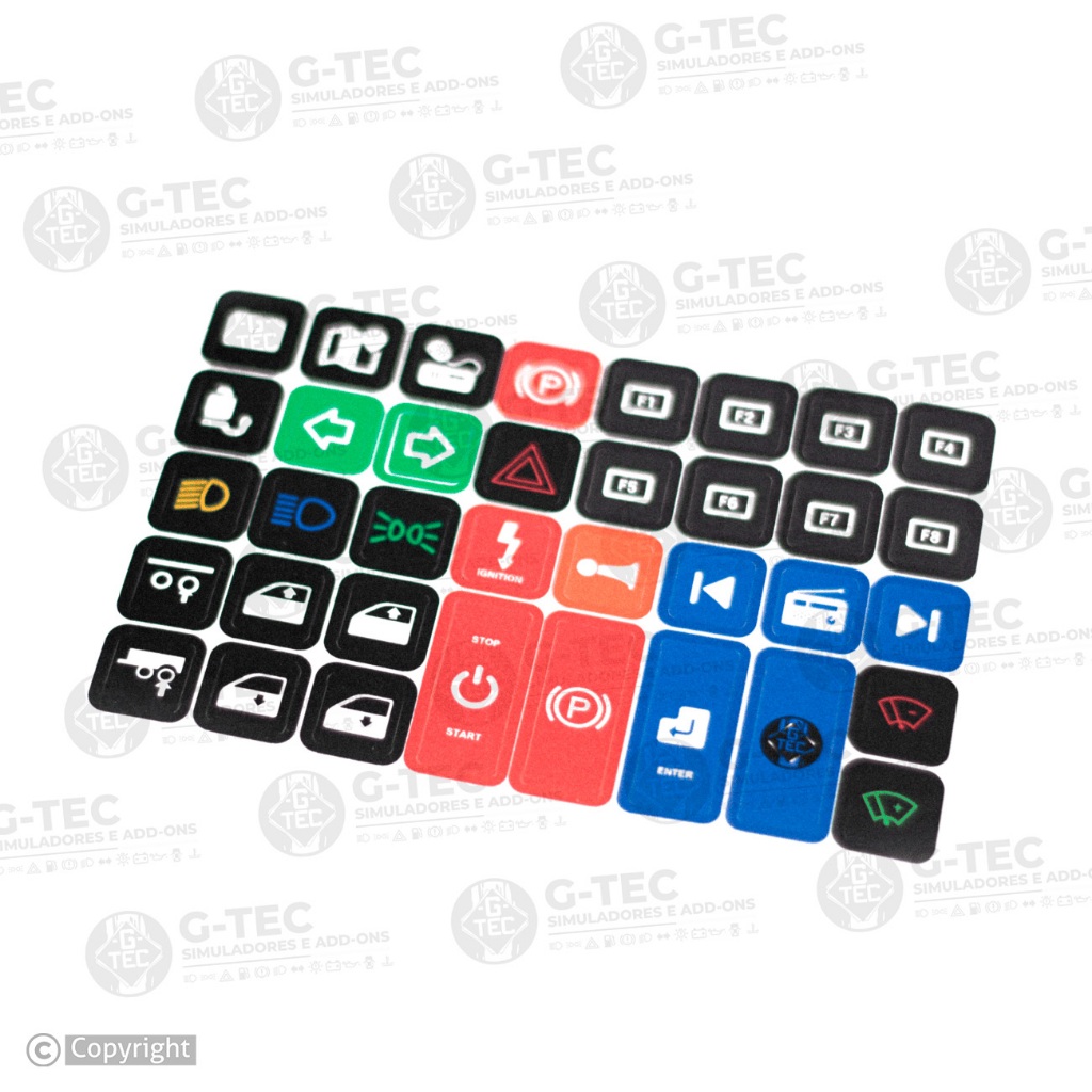 Cartela de Adesivos Quadrados para Button Box - 36x Adesivos Coloridos