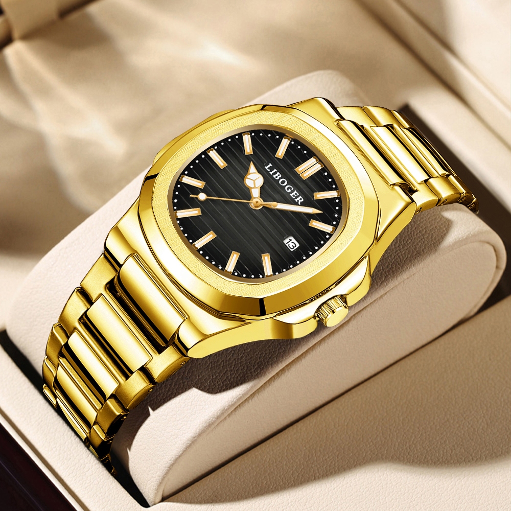Luxury Stainless Steel Luminous Calendar Silver Mens Watch, Simulated Fashion Korean Style Automatic Quartz Mens Watch