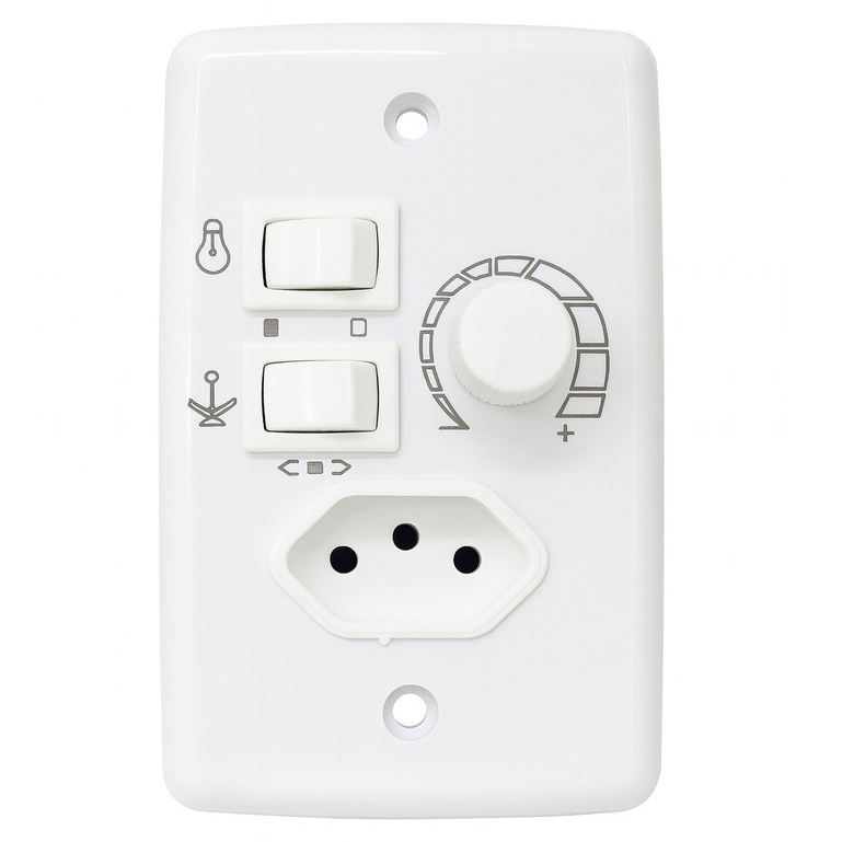 Controle Ventilador Chave Rotativa Bivolt com Tomada para Parede