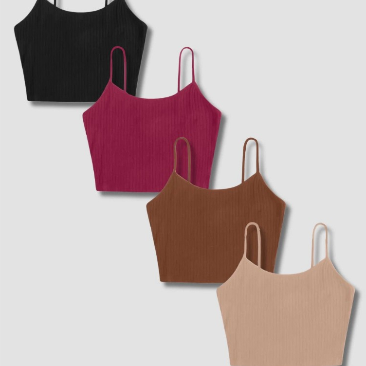 Kit 2 Croppeds Alcinha Canelado Moda Feminina Ribana Premium Confortável