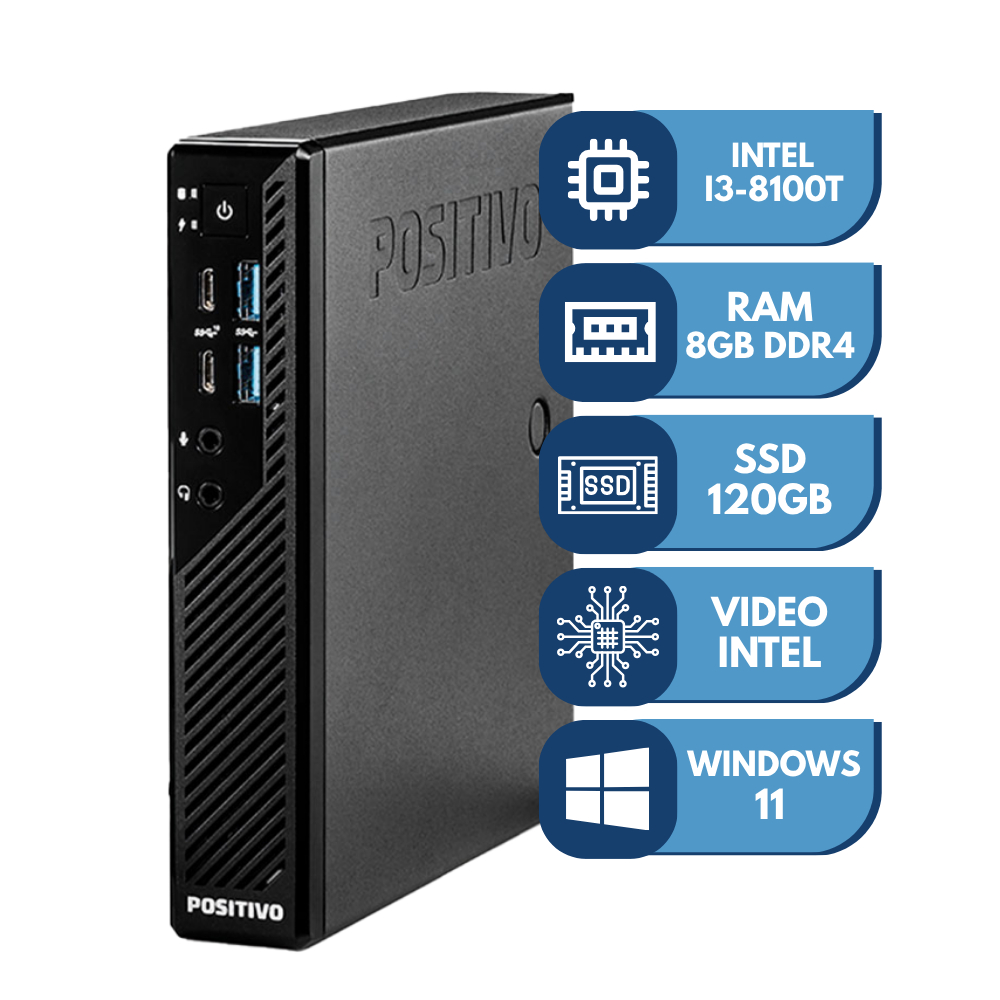 MINI PC MASTER 8ª GER / 8GB RAM / SSD 120GB - USFF / MINI / PORTÁTIL