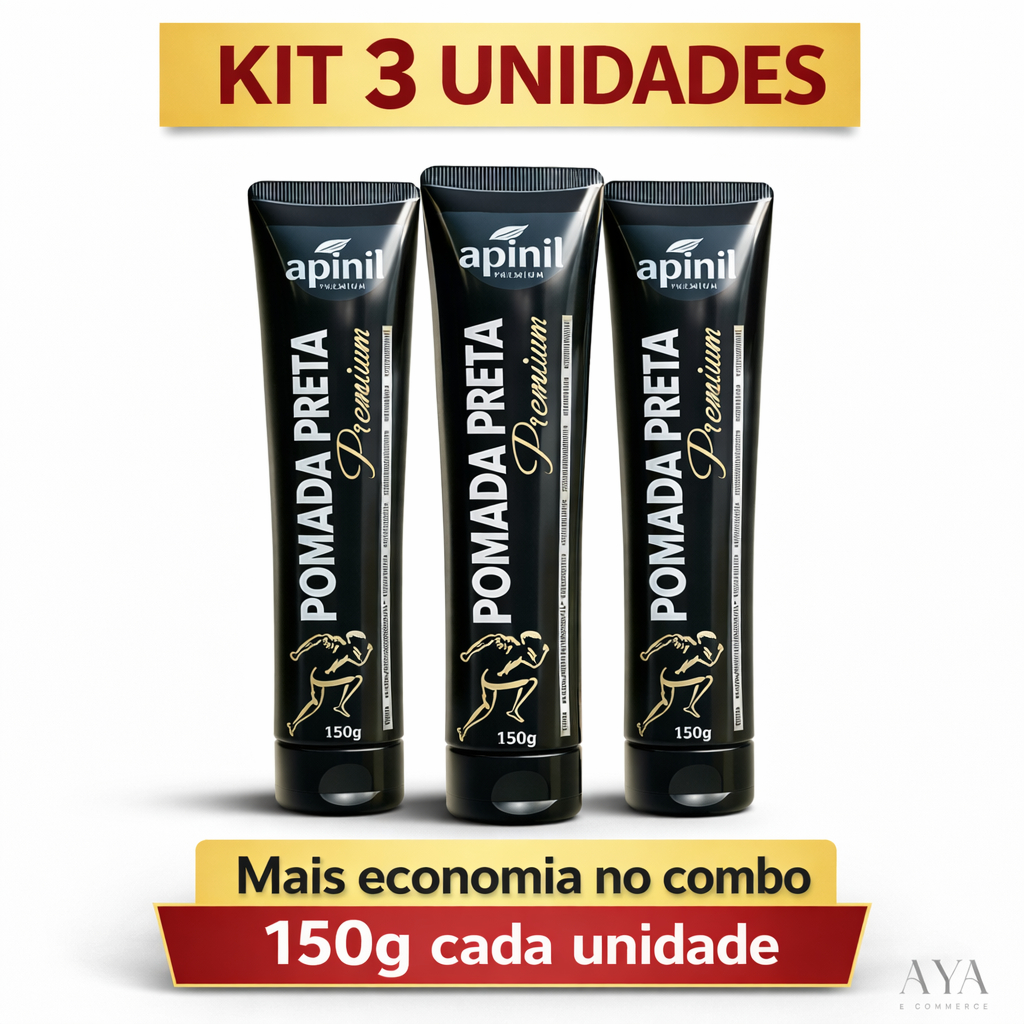 Kit 3 Pomadas Pretas Premium 150g Apinil