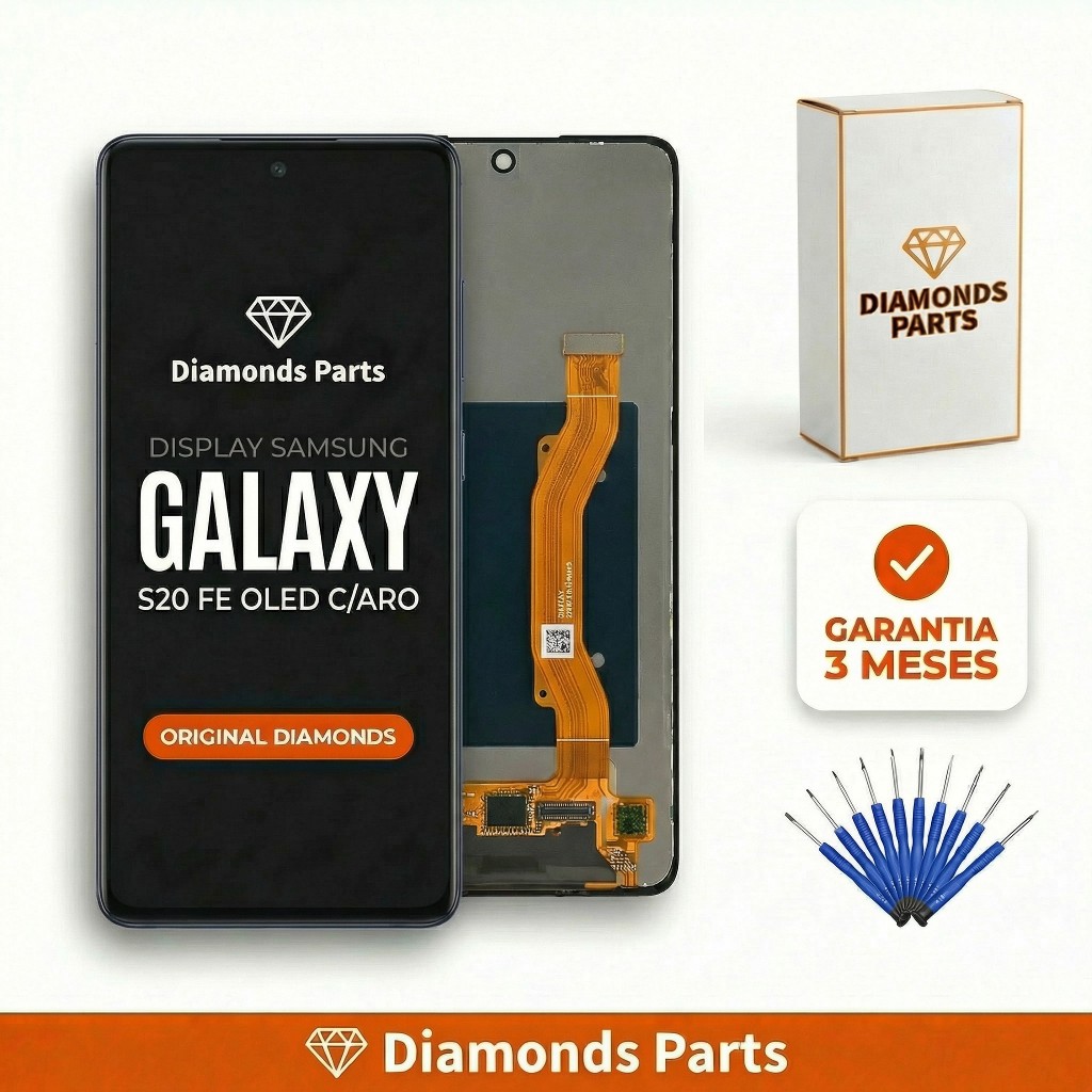 TELA DISPLAY FRONTAL SAMSUNG S20 FE OLED COM ARO DIAMONDS ORIGINAL