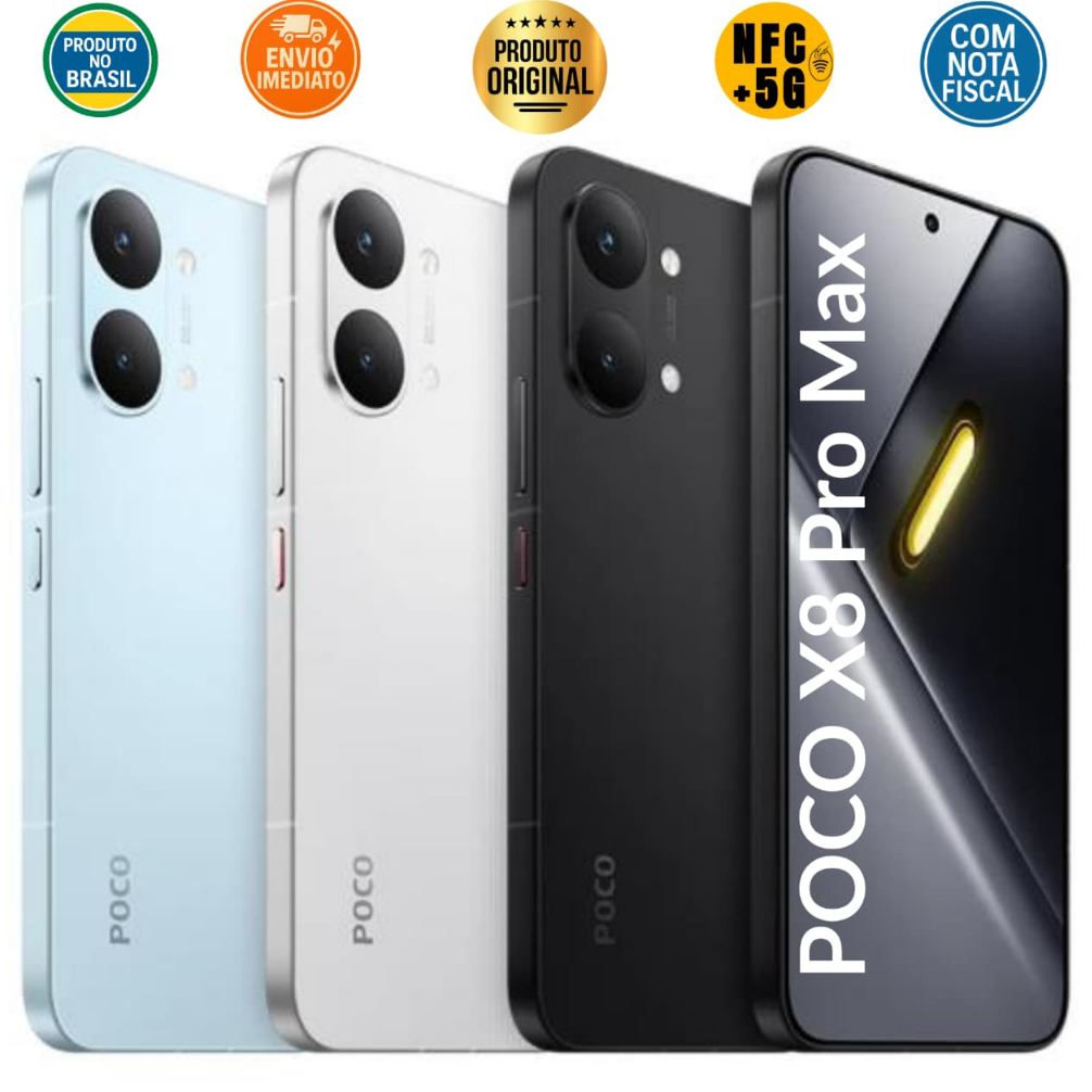 Xiaomi Poco X8 Pro Max 5G, 8500mAh, Tela AMOLED 6.83" 120Hz, Wifi 7, NFC, Global
