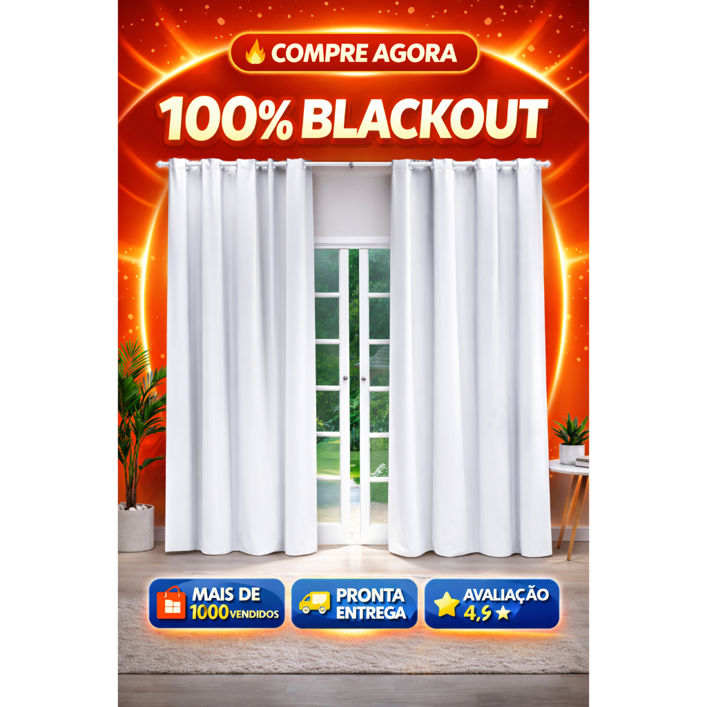 Cortina Blackout PVC LISA 100% Veda a Luz 2,80×3,00 ilhos Anti Luz Pronta Entrega Varias Cores
