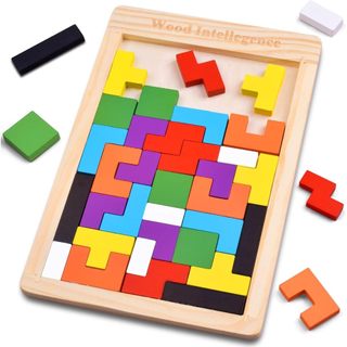 Tetris Quebra-Cabeça 3D Tangram de Madeira MDF | Brinquedo Educativo Montessori | Jogos I…