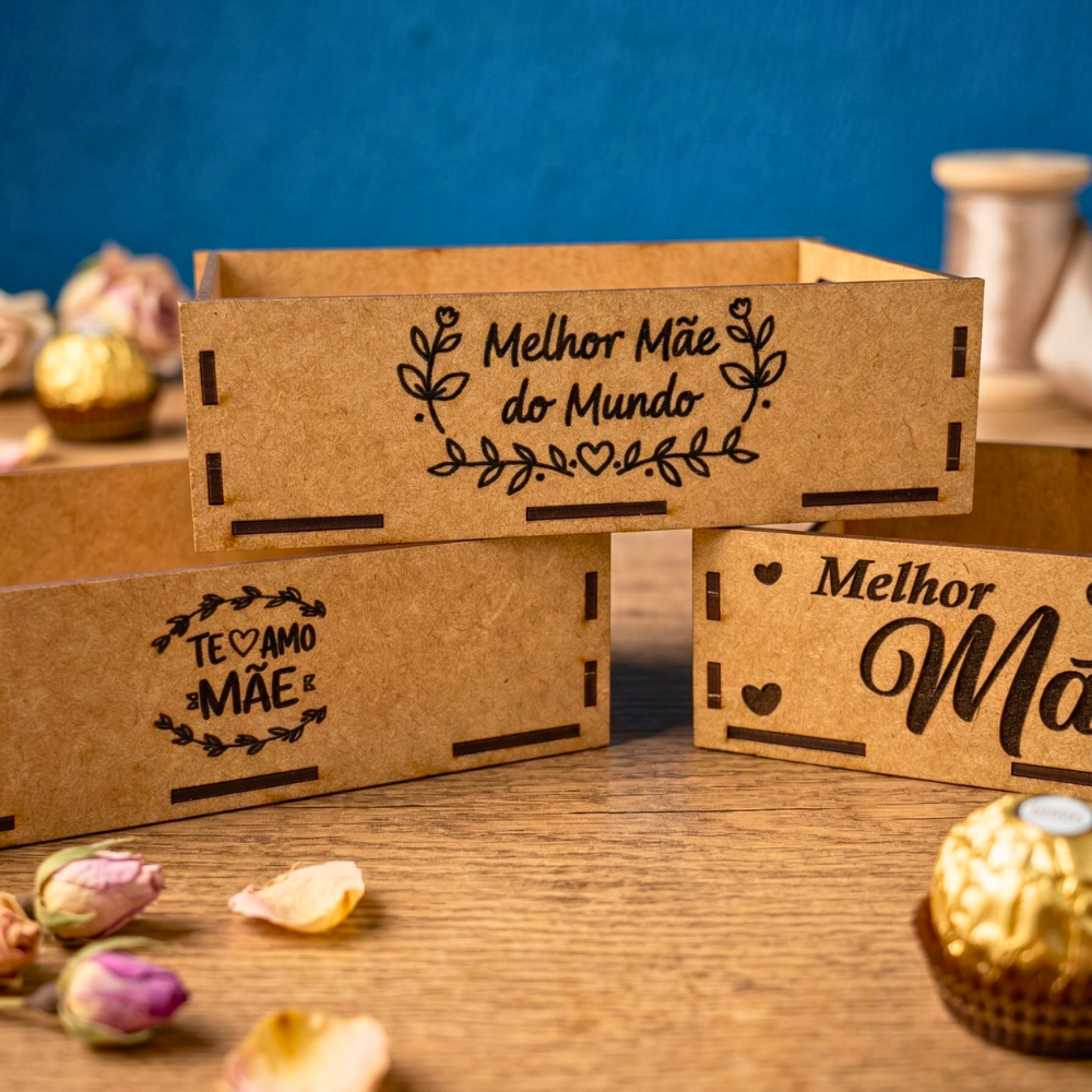 Kit Bandeja Cesta Mdf 20x15 Presente Dia Das Mães Lembrancinha Mimos Decorada