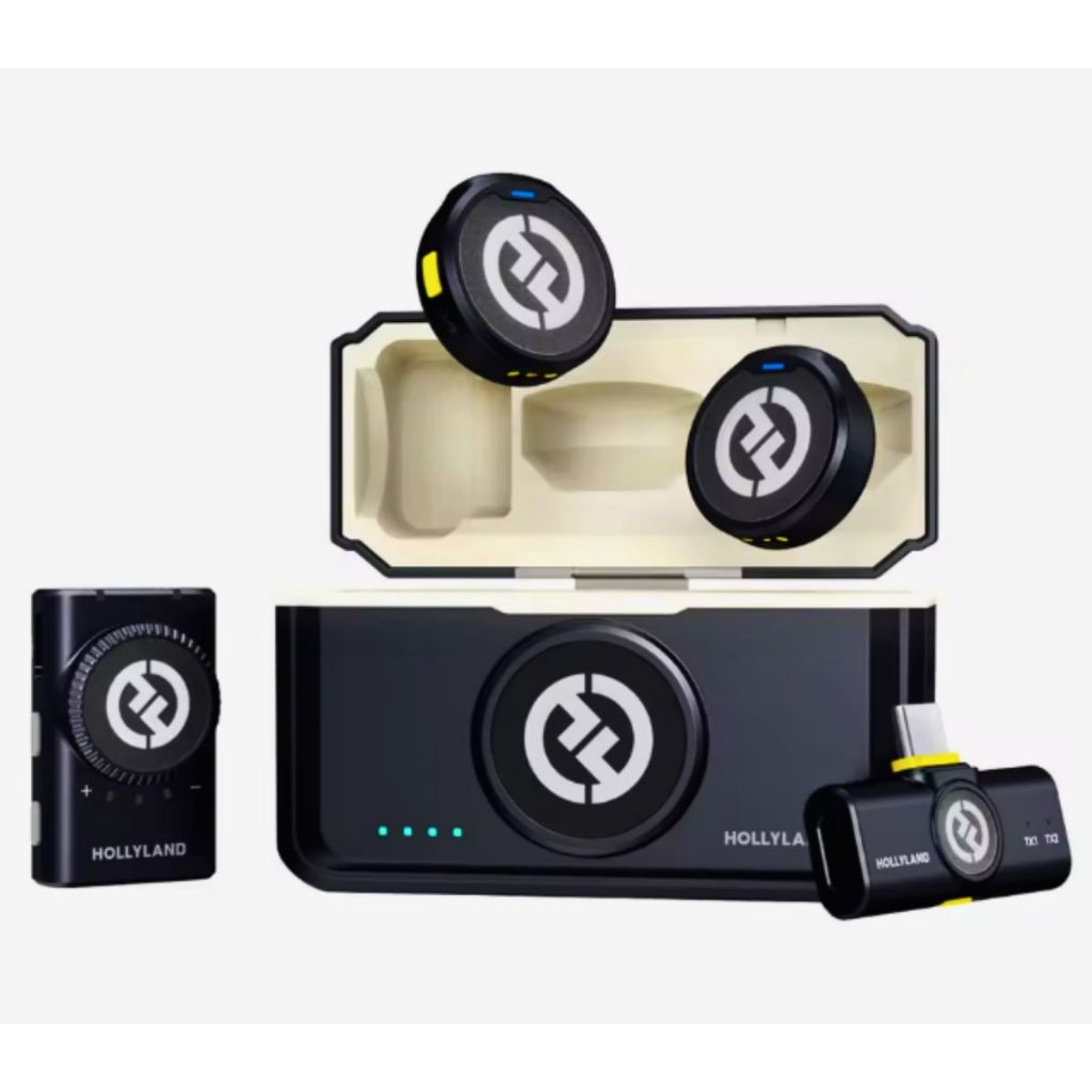 Microfone Lapela Bluetooth sem fio Hollyland Lark M2 USB-C Alcance Com Cancelamento de Ruído 30H
