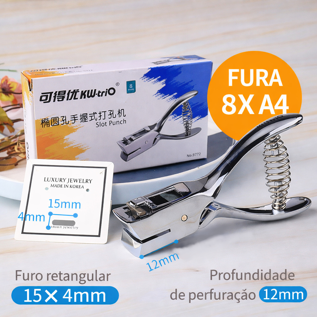 Alicate perfurador Oval, perfurador de documentos com furo único, tamanho 3*15mm