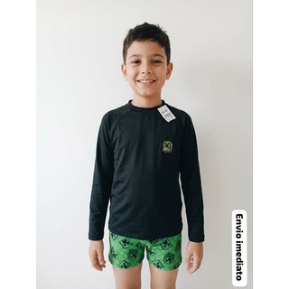 Kit Blusa Proteção Solar UV50 com Sunga Menino Herois Natação Conjunto