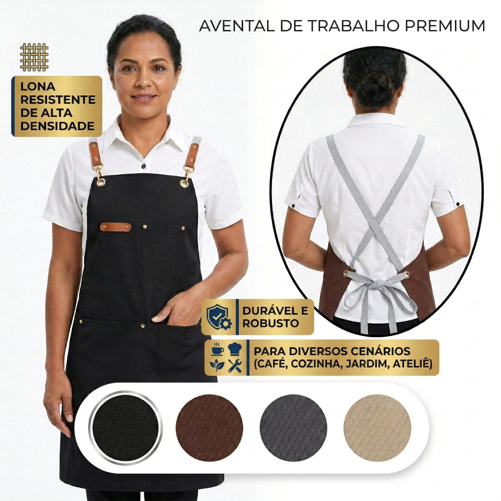 Avental de Cozinha Luwave Lona Resistente Impermeável 76x68cm