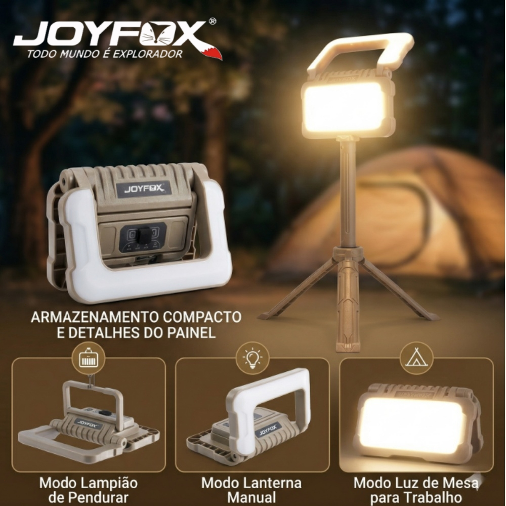 Lanterna de Camping Recarregável LED Tático Dobrável 2400Lúmens 5000mAh Com Tripé Incluso Type-C em Oferta na Shopee