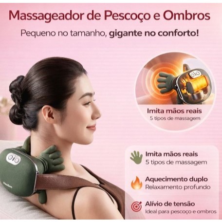 Massageador Pescoço Mazinha Usb Recarregável Com Aquecimento e Infra Vermelho