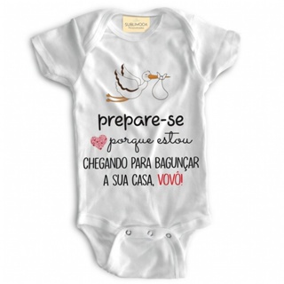 Body Bebê Personalizado - Prepare-se Vovó Estou Chegando 🍼👶💖 - Poliéster + Elastano - Estica! em Oferta na Shopee