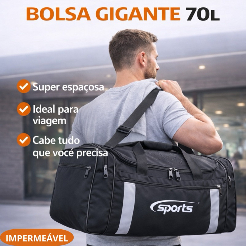 Bolsa Viagem Gigante Impermeável 70L Reforçada