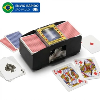 Embaralhador Misturador de Cartas Automático Kit 2 Baralhos Pilha Truco Poker Uno Buraco em Oferta na Shopee