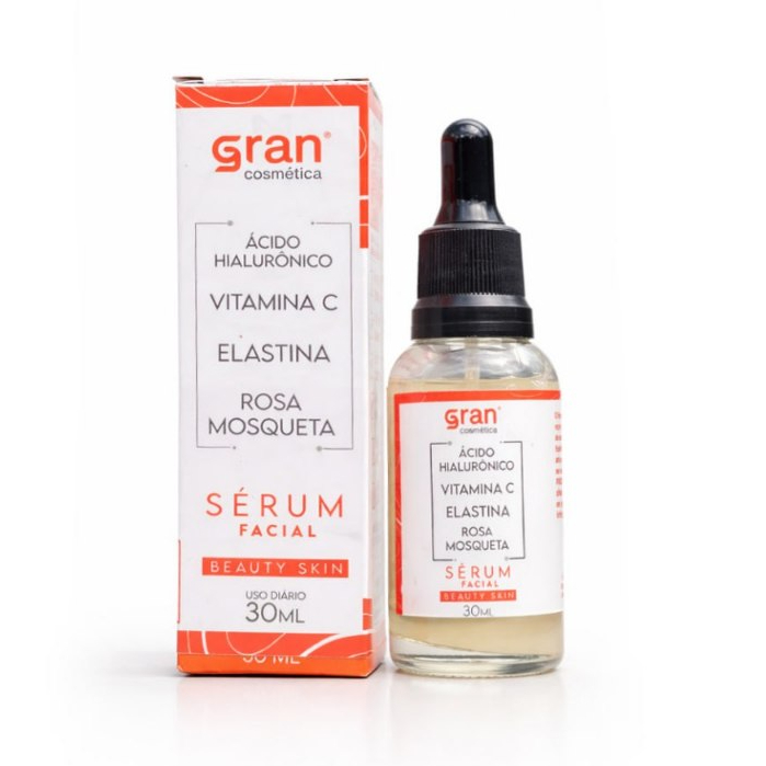Sérum Facial 4 em 1 Vitamina C + Elastina + Rosa Mosqueta + Ácido Hialurônico Hidratação Para a Pele