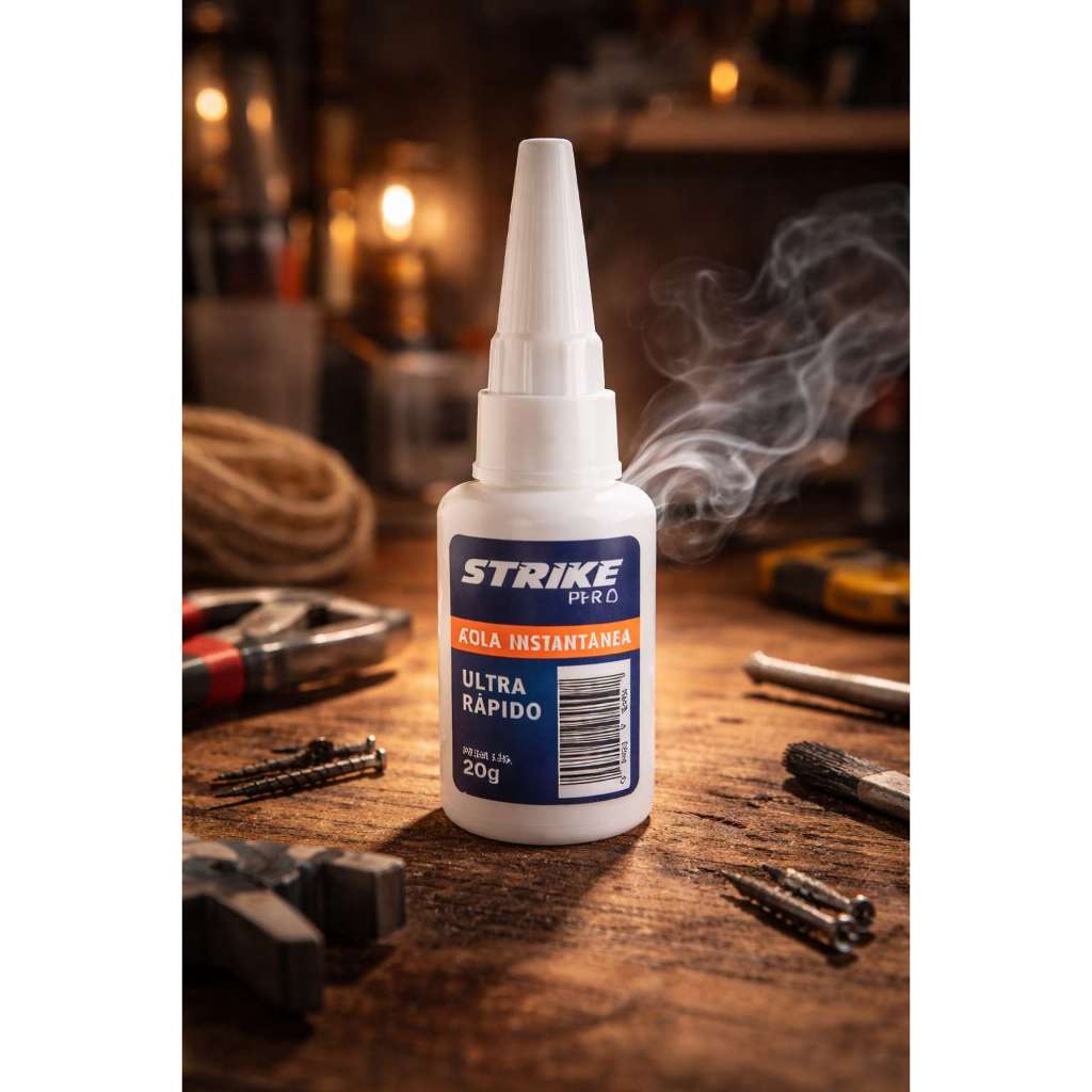 Super Cola Instantânea 20g Strike Pro – Secagem Rápida, Alta Resistência, Multiuso