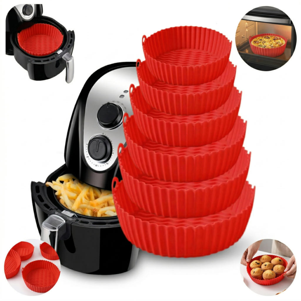 Kit 6 Forma de Silicone para Fritadeira Air Fryer com Alça Antiaderente Cozinha em Oferta na Shopee