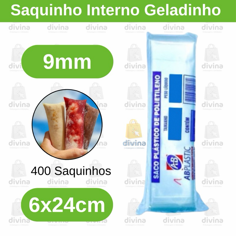 Saquinho Transparente Geladinho 9mm 6x24 Grosso Geladão Pode Seladora Escolha a Quantidade em Oferta na Shopee