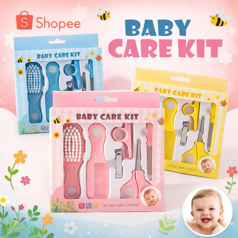 Kit 6 Peças Cuidados com Bebes Higiene Infantil Recém Nascidos baby care