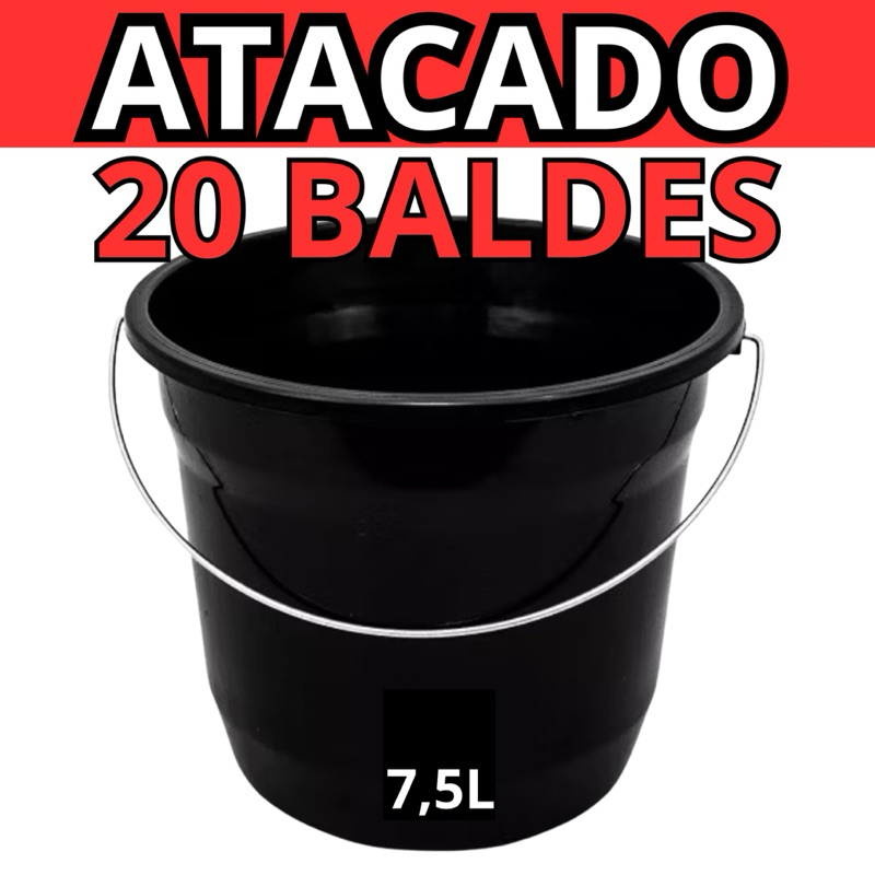Detalhes do Balde Plástico 7,5L Premium Super Reforçado | Limpeza | Uso Doméstico - Alça Metal Atacado Kit até 50 Unid