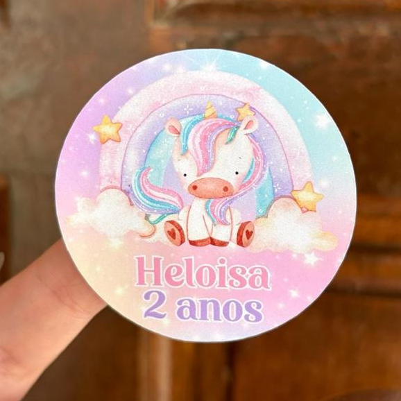 Adesivos Personalizados Unicórnio 5x5cm para Lembrancinhas Festa Aniversário