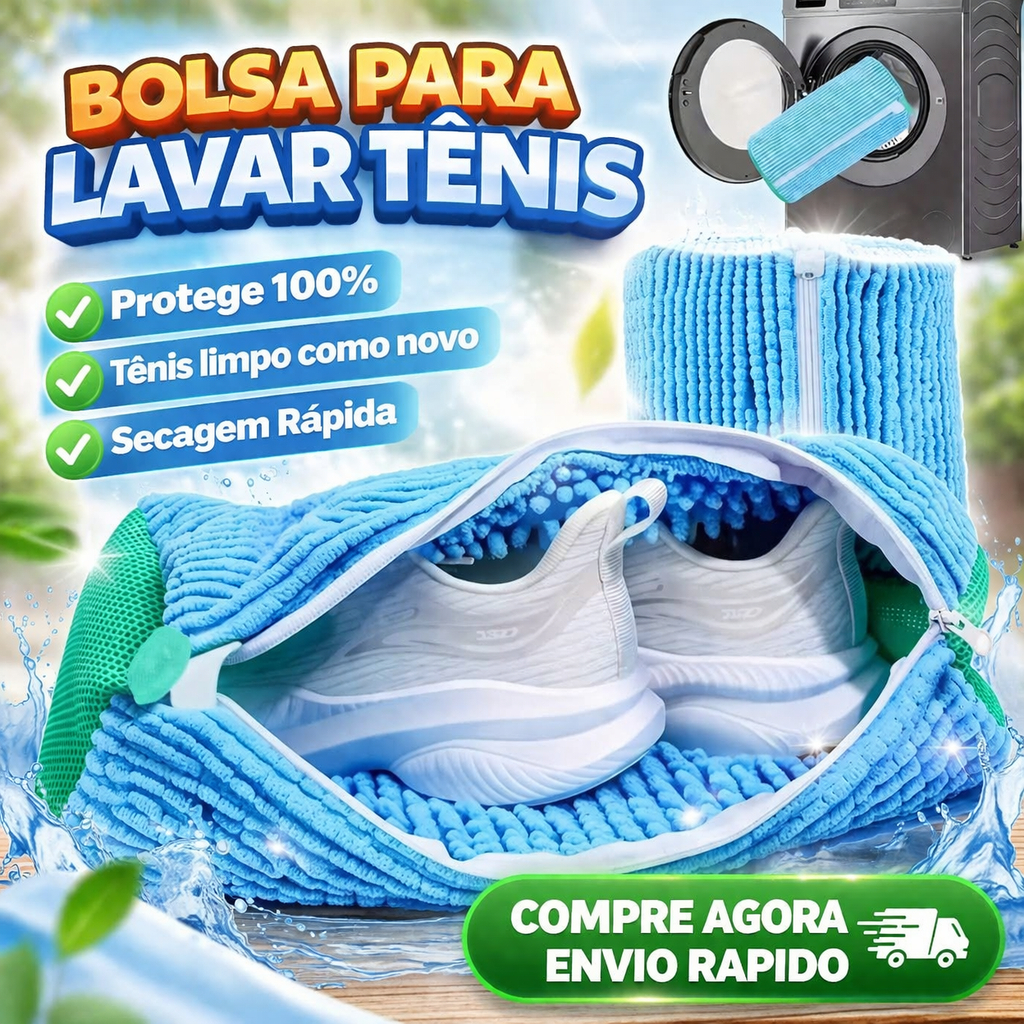 Bolsa de Lavar Tênis na Máquina Saco Protetora Sapatos Malha Lavanderia Anti Deformação