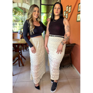 Saia Longa Tricô Lisa com Forro Não Transparente Cintura Alta | Casual Elegante Moda Feminina Atemporal em Oferta na Shopee