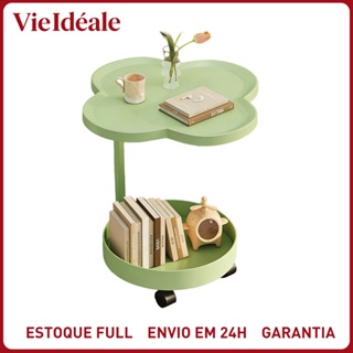 Mesa Lateral Trevo com Rodinhas 2 Tampos Moderna em Ferro Premium para Sala e Quarto em Oferta na Shopee