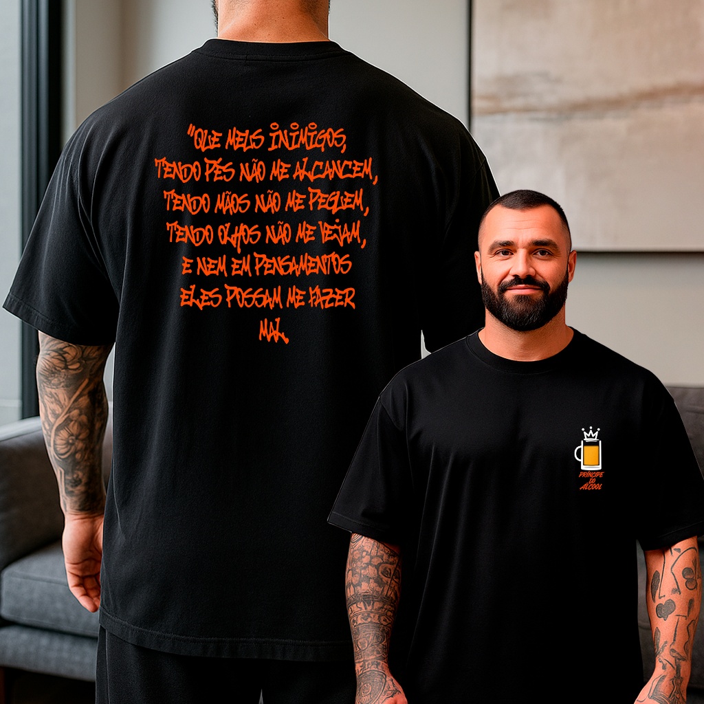 Camisa Camiseta Oversized Oração de São Jorge Principe do Alcool Thiago Soares Pagode Homenagem
