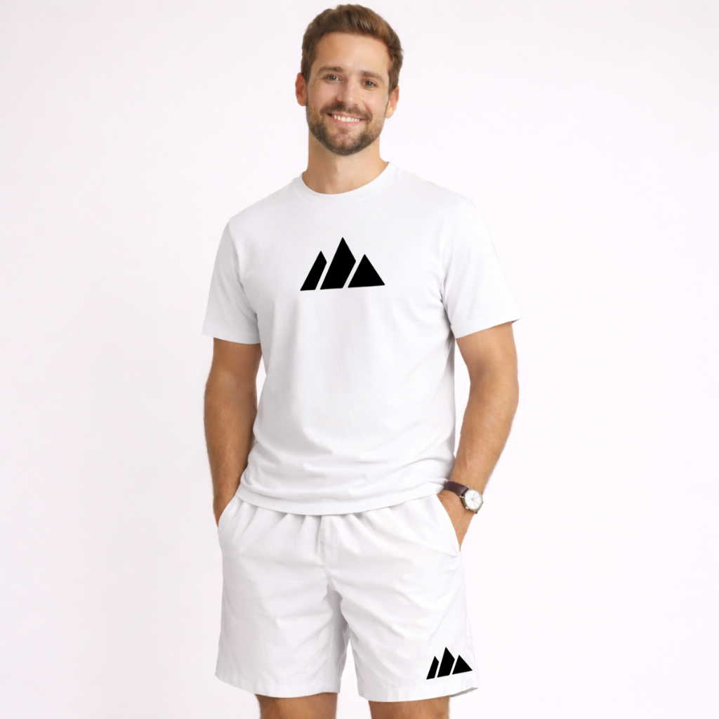 Kit Bermuda+Camiseta Masculina Confortável Academia Shopping Viagem TRES TRIANGULO ADI Qualidade Top