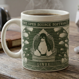 Caneca Linux  Dolar em Cerâmica – Presente Geek e Programador