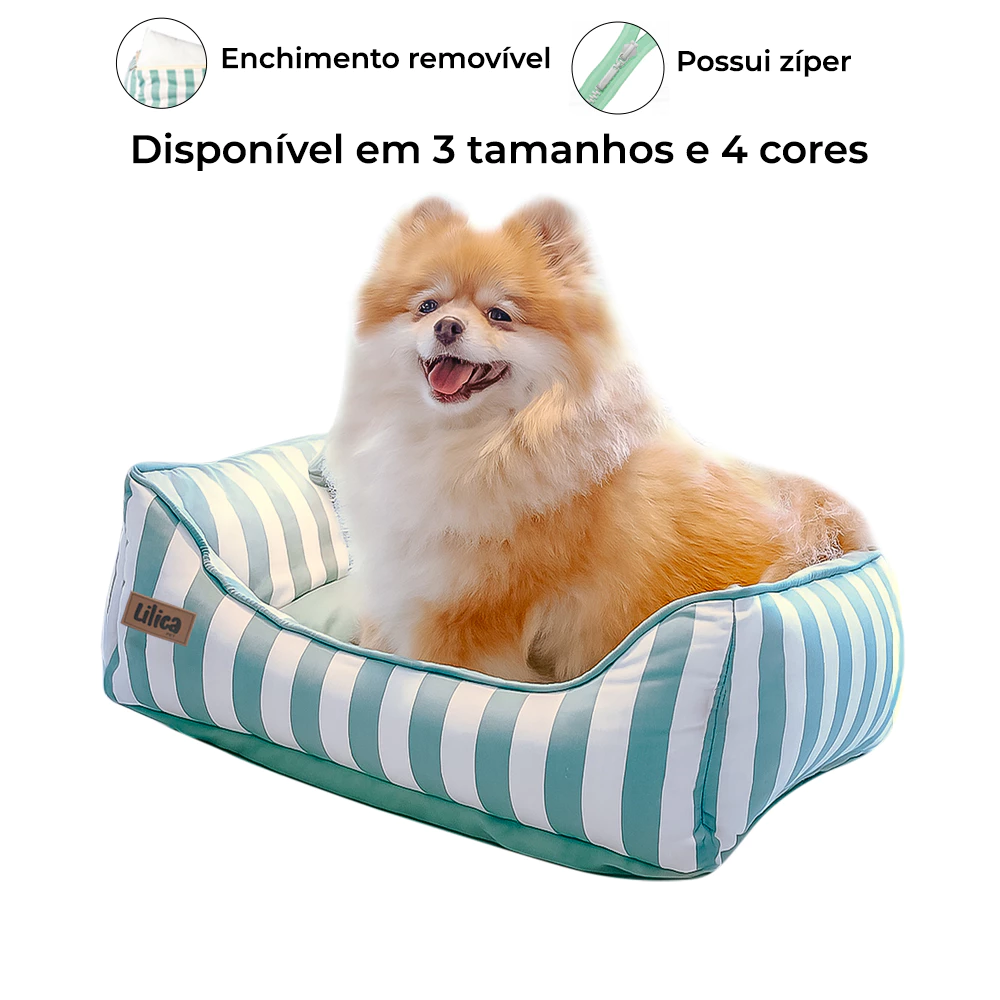 Cama caminha pet algodão lavável antialérgica com zíper confortável cachorro e gato listras