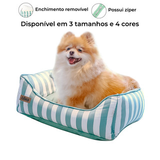 Cama caminha pet algodão lavável antialérgica com zíper confortável cachorro e gato listras