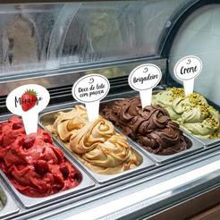 Kit Placas de Sabor Gelato Sorvete Acrílico Sorveteria Açaí Branco